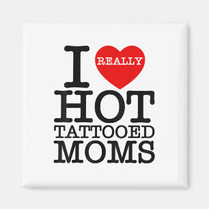 I Liebe Hot Tattoos Mamas Rotes Herz Funny Mütter  Magnet