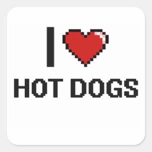 I Liebe-Hotdogs Quadratischer Aufkleber