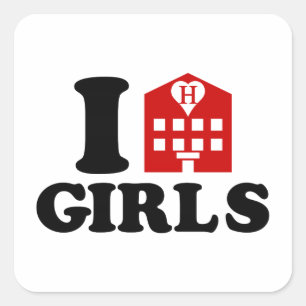 I Liebe Hotel Girls Quadratischer Aufkleber