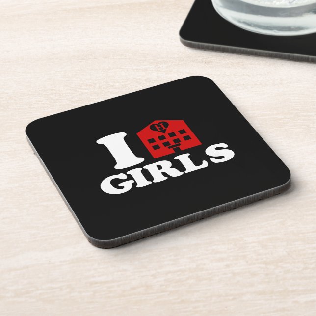 I Liebe Hotel Girls Untersetzer (Linke Seite)