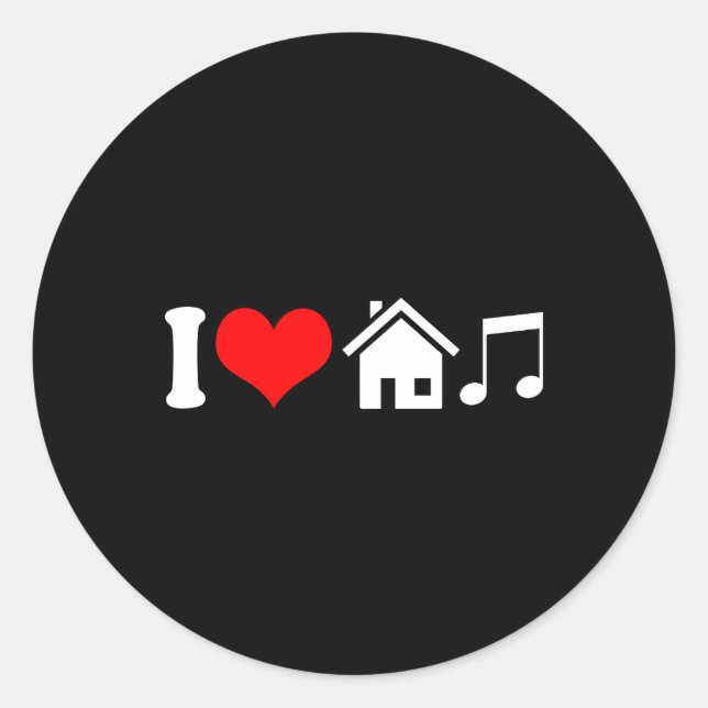 I Liebe House Music Electronic Music Runder Aufkleber (Vorderseite)