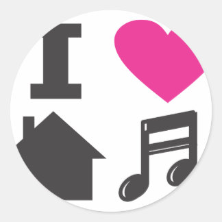 I Liebe House Music Runder Aufkleber