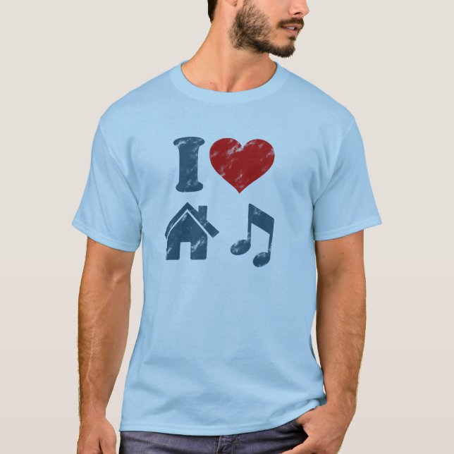 I Liebe House Music Vintag T - Shirt | Musikgesche (Vorderseite)