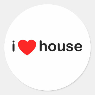 I Liebe House Runder Aufkleber