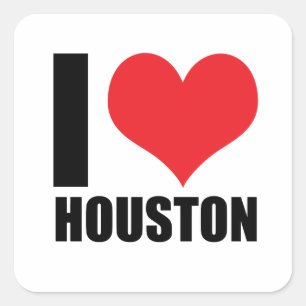 I Liebe Houston Quadratischer Aufkleber