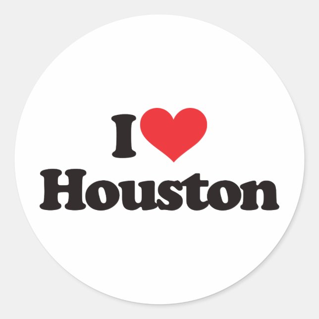 I Liebe Houston Runder Aufkleber (Vorderseite)