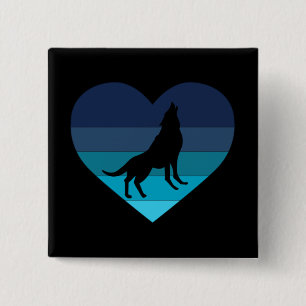 I Liebe Howling Wolves Retro Herz Button