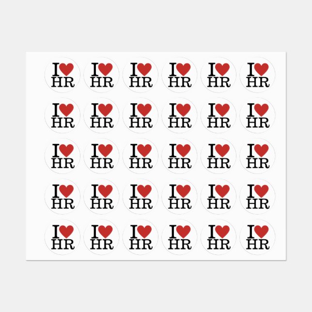 I ❤️ Liebe HR Kleidungssticker - Personalabteilung Etiketten (Blatt)