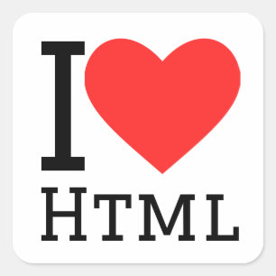 I LIEBE HTML QUADRATISCHER AUFKLEBER