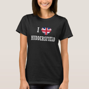 I Liebe Huddersfield England Union Jack Flag Herz T-Shirt
