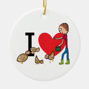 I Liebe Hühner Keramik Ornament