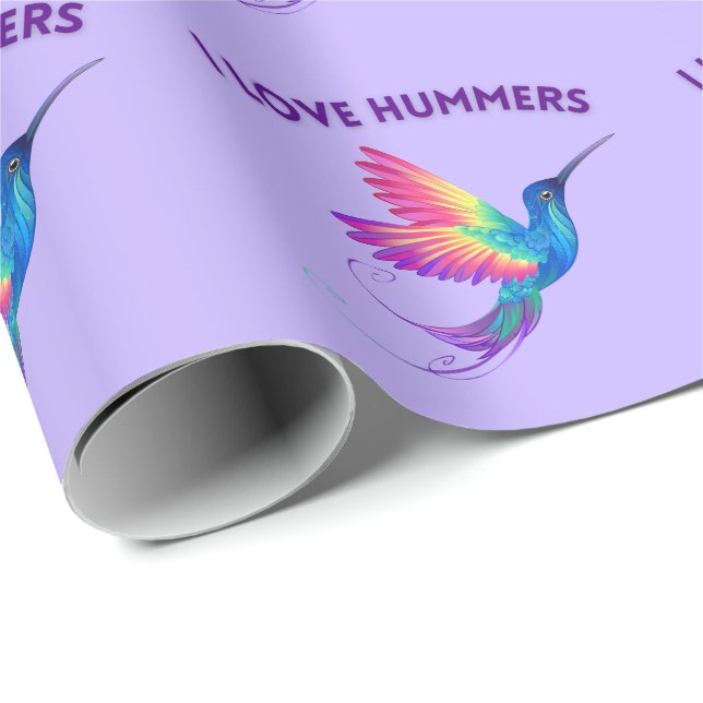 I Liebe Hummers Exotic Rainbow Hummingbird Flying Geschenkpapier (Rolleneckpunkt)