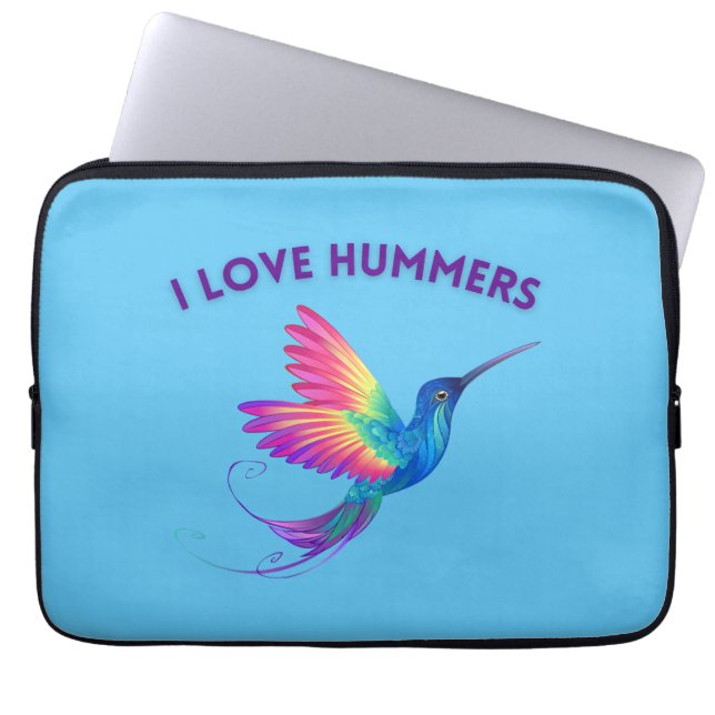 I Liebe Hummers Exotic Rainbow Hummingbird Flying Laptopschutzhülle (Vorderseite)