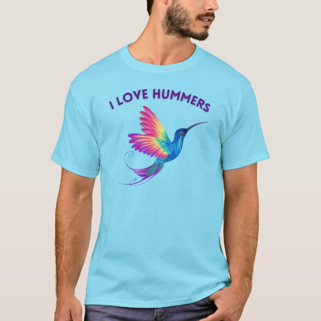 I Liebe Hummers Exotic Rainbow Hummingbird Flying T-Shirt (Vorderseite)
