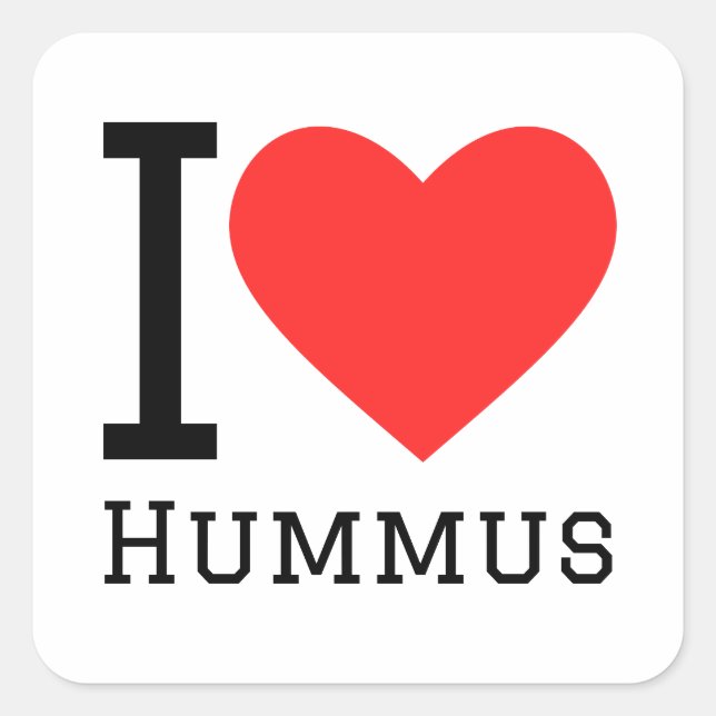 I Liebe hummus Quadratischer Aufkleber (Vorderseite)