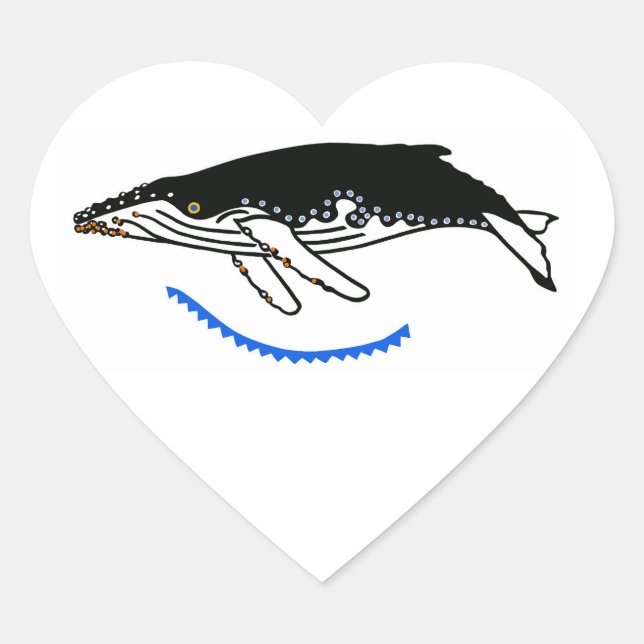 I Liebe Humpback WHALES - Meeresblau Herz-Aufkleber (Vorderseite)