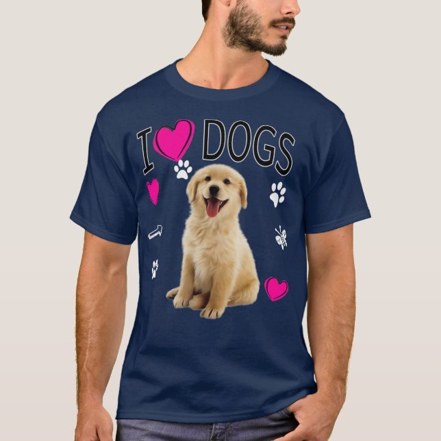 I Liebe Hunde Golden Labrador Retriever T-Shirt (Vorderseite)