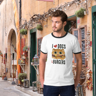 I Liebe Hunde und Burger Weißer Funny Design T - S T-Shirt