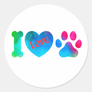 I Liebe Hunde Vinyl Rundsticker, Hund Lover Decal Runder Aufkleber