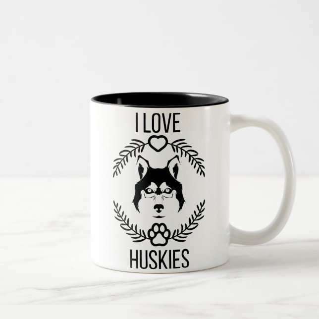 I Liebe Husky Trendy Moderne Tasse für Hundefreund (Rechts)