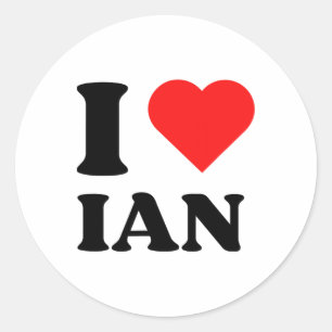 I Liebe Ian I Heart Ian Name Y2k Weihnachten Runder Aufkleber