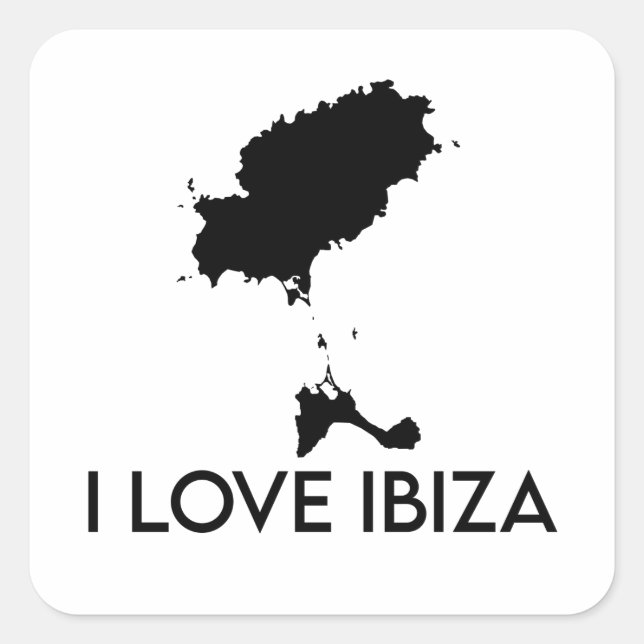 I Liebe Ibiza (weiß) Quadratischer Aufkleber (Vorderseite)