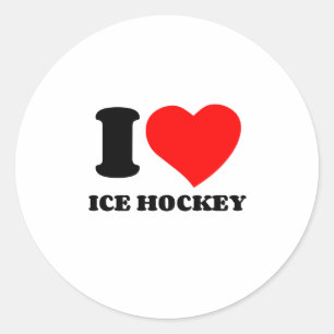 I LIEBE ICE HOCKEY RUNDER AUFKLEBER