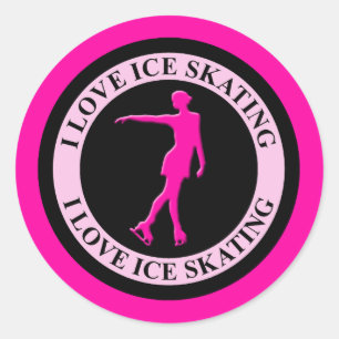 I LIEBE ICE SKATEN RUNDER AUFKLEBER