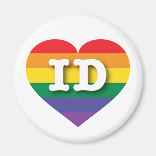 I Liebe Idaho Gay Pride Rainbow Heart Magnet