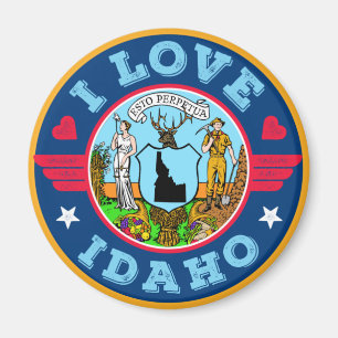 I Liebe Idaho Staat Karte und Flagge Magnet