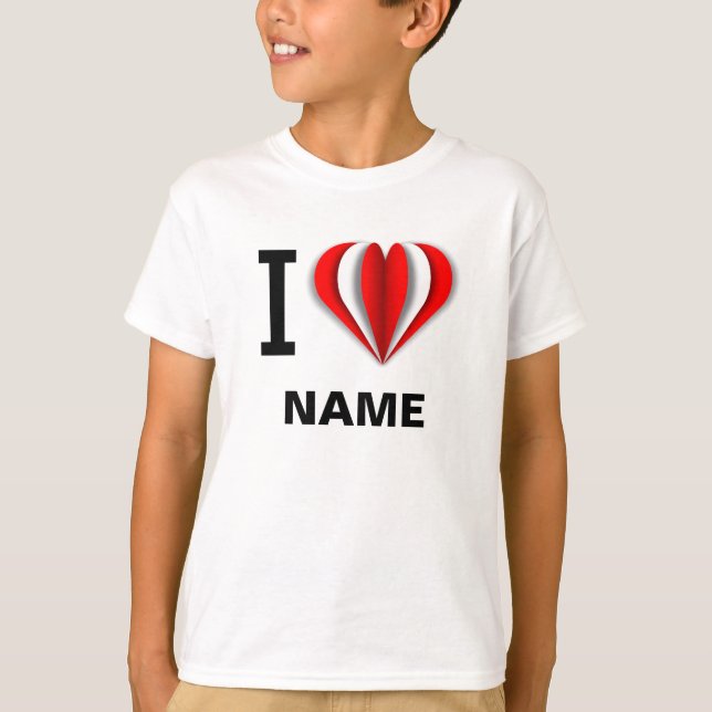 "I Liebe [Ihr Name]" T - Shirt Herzstück (Vorderseite)