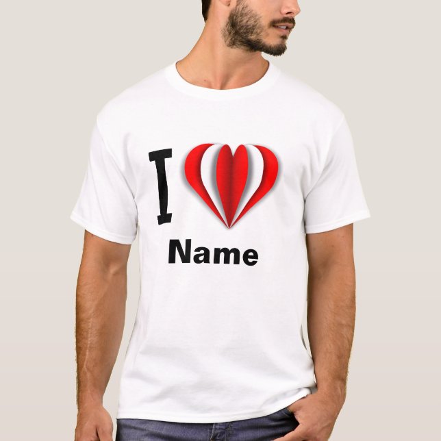 "I Liebe [Ihr Name]" T - Shirt Herzstück (Vorderseite)