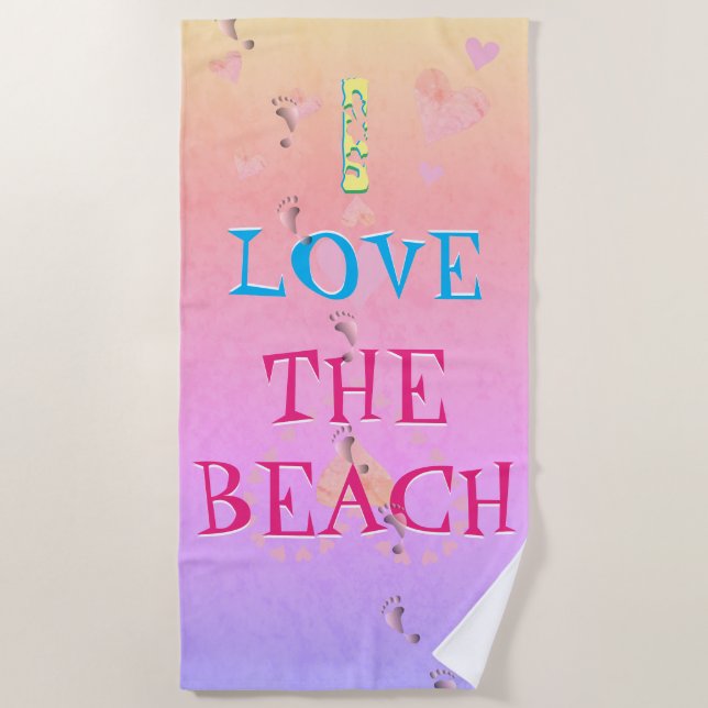 "I Liebe (Ihr Text)" Sonnenaufgangsbilder Strandtuch (Vorderseite)