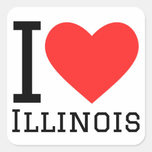 I Liebe Illinois Quadratischer Aufkleber