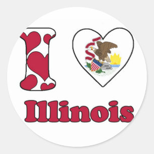 I Liebe Illinois Runder Aufkleber