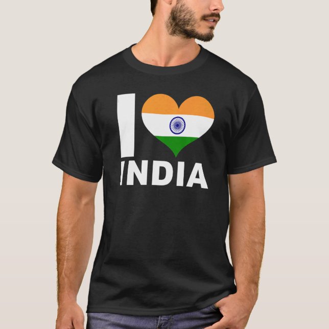 I Liebe India Heavy Flag Indien T-Shirt (Vorderseite)