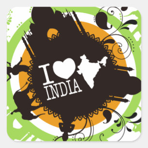 I Liebe India Quadratischer Aufkleber