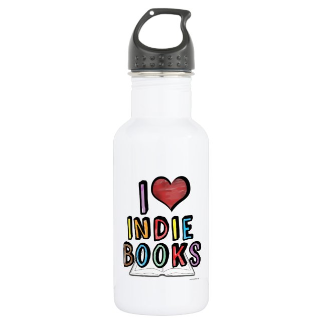 I Liebe Indie Books Spaß Cooler Autoren Design Trinkflasche (Vorderseite)