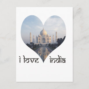 I Liebe Indien mit Taj Mahal Postkarte