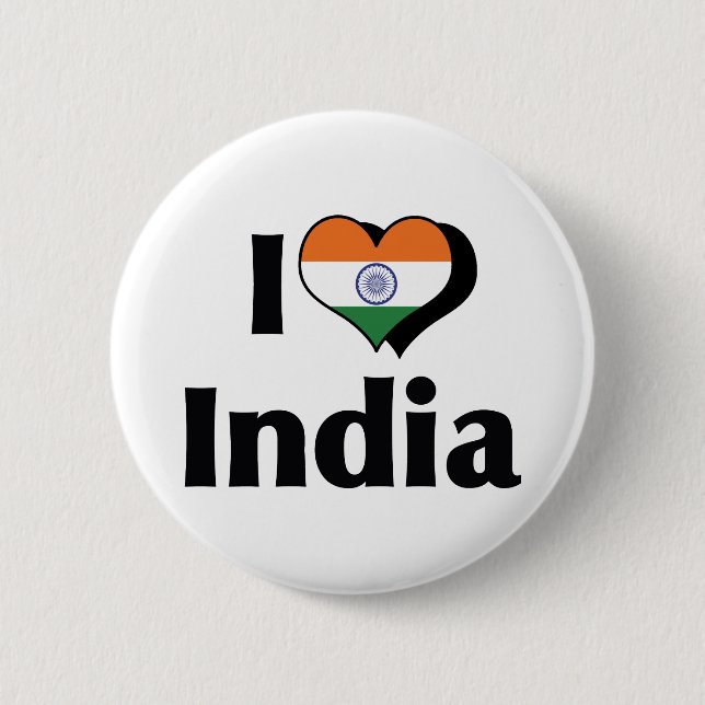 I Liebe Indiens Flagge Button (Vorderseite)