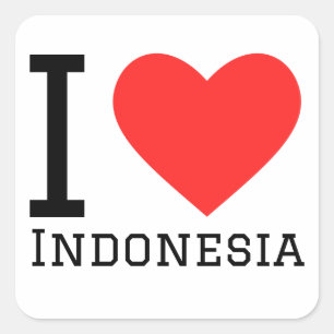 I Liebe Indonesien Quadratischer Aufkleber
