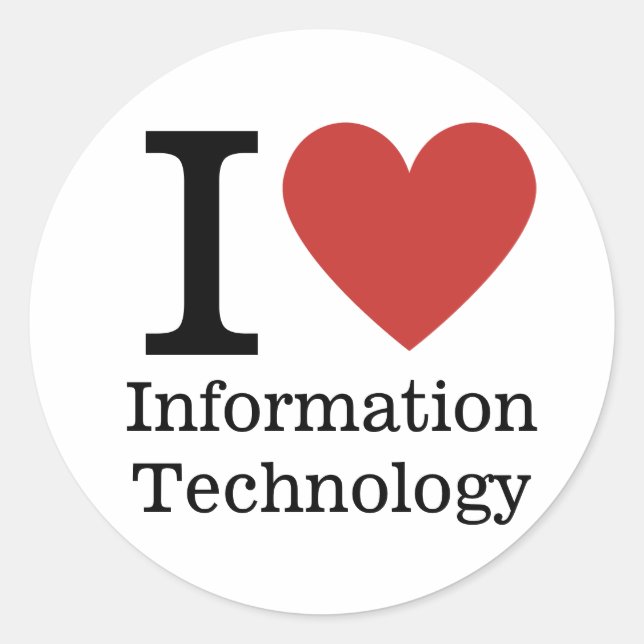 I. ❤️ Liebe Informationstechnologie Runder Aufkleber (Vorderseite)