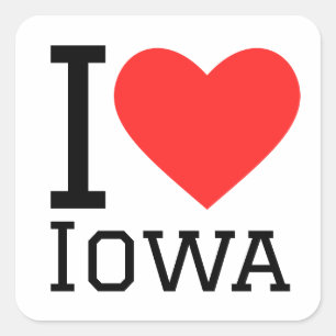 I Liebe Iowa Quadratischer Aufkleber
