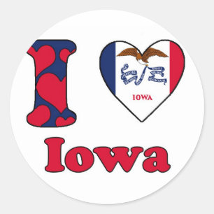 I Liebe Iowa Runder Aufkleber
