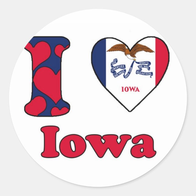 I Liebe Iowa Runder Aufkleber (Vorderseite)