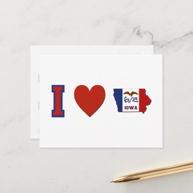 I Liebe Iowa Shapa State Flag Big Red Heart Postkarte (Vorderseite/Rückseite Beispiel)