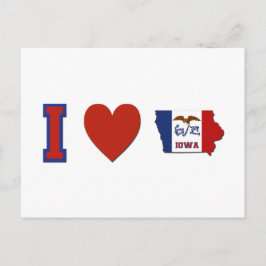 I Liebe Iowa Shapa State Flag Big Red Heart Postkarte