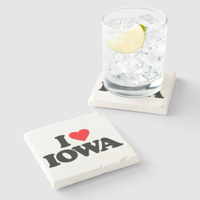 I LIEBE IOWA STEINUNTERSETZER (Seitenansicht)