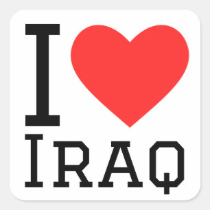 I Liebe Iraq Quadratischer Aufkleber