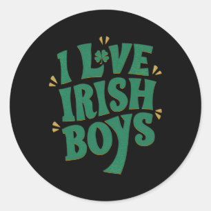 I Liebe Irish Boys I Heart Irish Boys Funny St Pat Runder Aufkleber